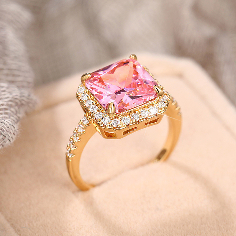 11g Weight Zircon Inlay Material Rings, Earrings, Necklace Classification Daily, Street Occasion Copper Material Square Pattern Women's Gender Inlay Design Shiny Style Shiny Square Copper Inlay Zircon Rings Earrings Necklace 5