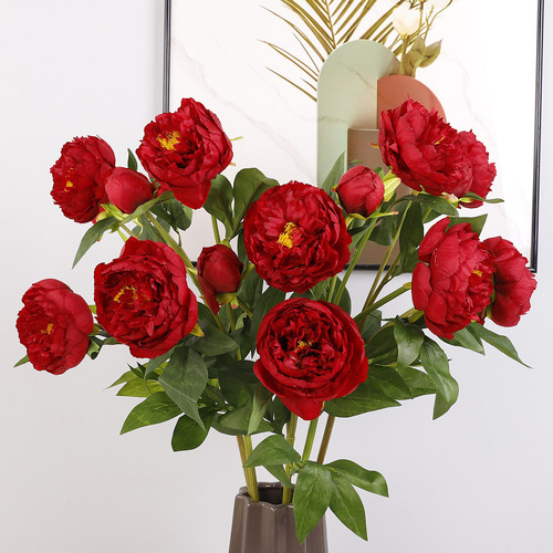 New water hibiscus artificial peony flower, home decoration peony flower, indoor decoration artificial peony flower artificial flower