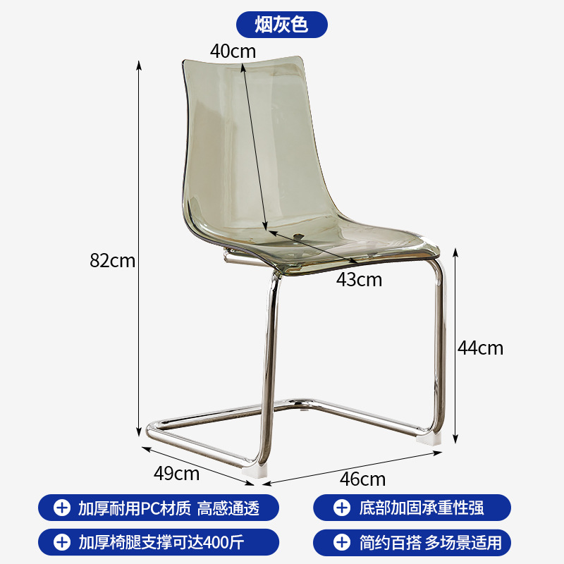 Sillas transparentes simples personalizadas sillas de comedor acrílicas diseñadas para el hogar en línea creativas de mesa de comedor respaldadas