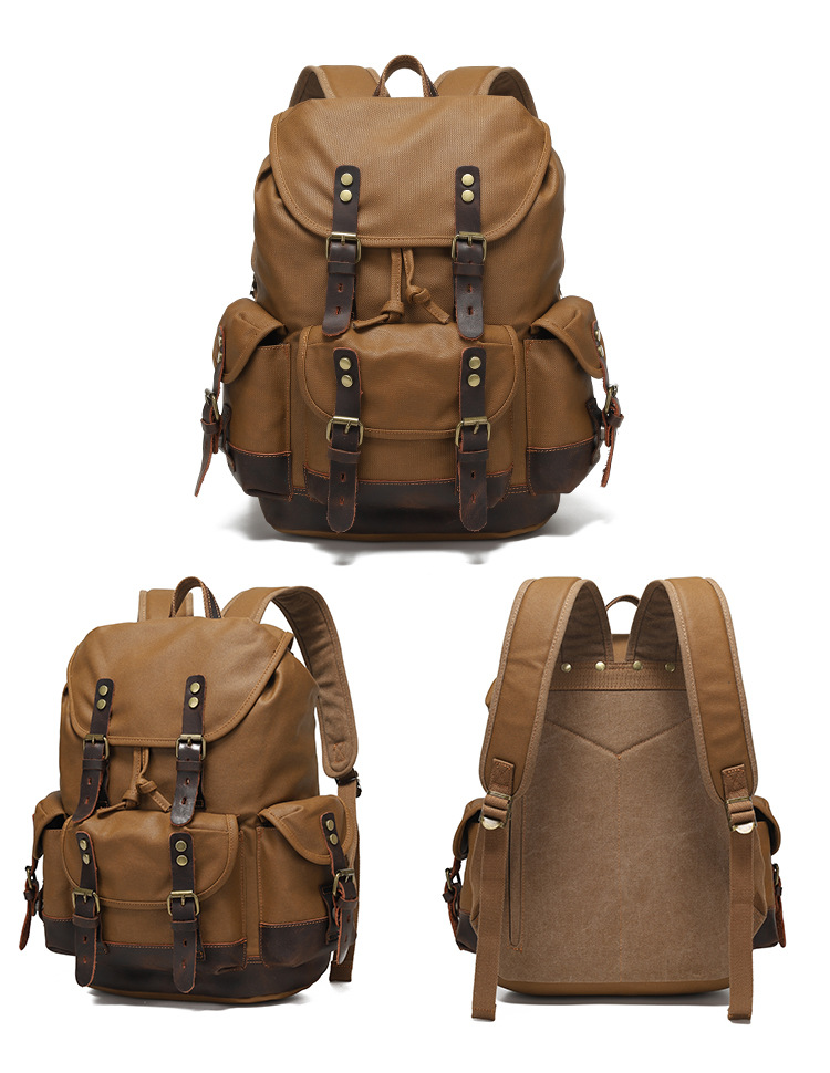 Men's Vintage Style Solid Color Canvas Travel Bags display picture 3