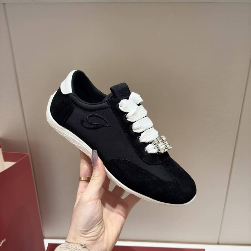 Correct Version~2026 Spring New Embroidered Casual German Training Shoes with Rhinestone Square Buckle, Round Toe, Lace-Up, Thick-Soled Sneakers Correct Version~2026 Spring New Embroidered Casual German Training Shoes with Rhinestone Square Buckle, Round Toe, Lace-Up, Thick-Soled Sneakers
