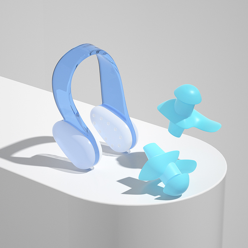 Blue nose clip, earplugs