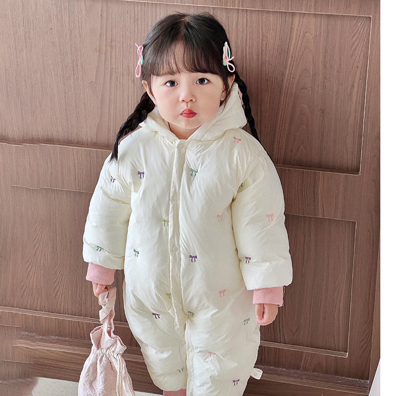 2024 새로운 겨울  면 패딩 재킷 점프 수트 겨울 의류  소녀 겨울 두꺼운 등반 의류  겨울 의상