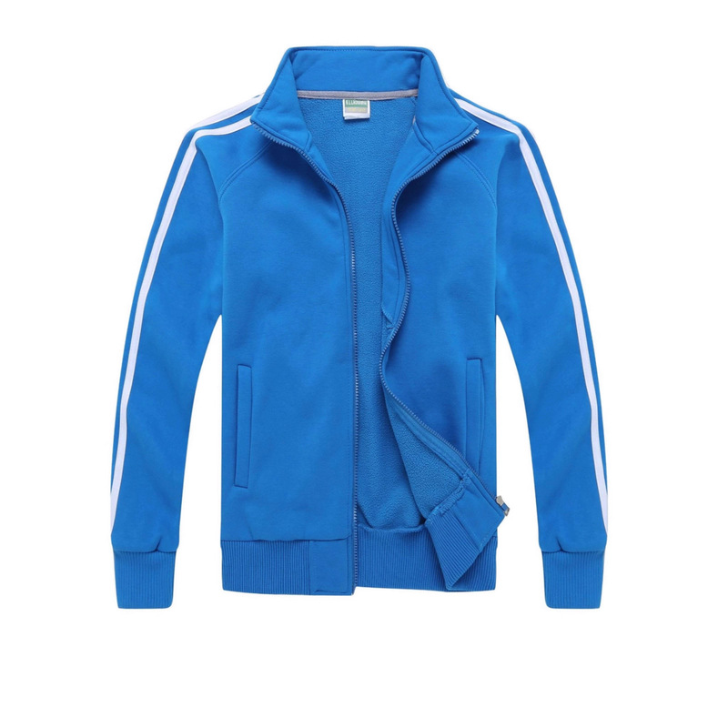 Velvet Three-Stripe Zipper Stand-Up Collar Sweatshirt Jacket Student Class Uniform Work Clothes Autumn and Winter Party Printed Logo Restaurant
