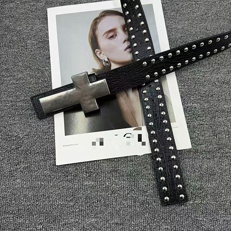 Explosive Pattern Studded Cross Belt, Dark Subculture Style, Hip Hop Punk Rock, Hip Hop Personality