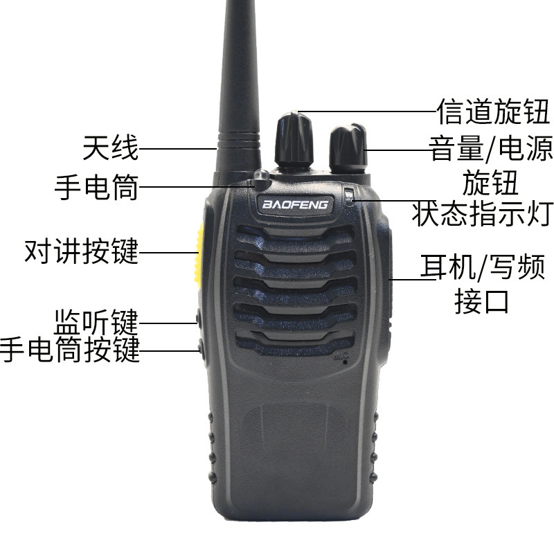 Nuevo BAOFENG Baofeng portátil civil TYPE-C puerto de un botón a la frecuencia Inglés al por mayor
