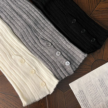 袜套秋冬新款女生针织y2k缝制纽扣纯色堆堆袜套日系显瘦加厚保暖