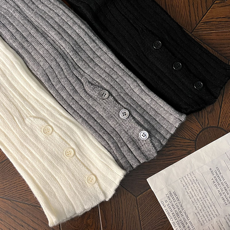 袜套秋冬新款女生针织y2k缝制纽扣纯色堆堆袜套日系显瘦加厚保暖