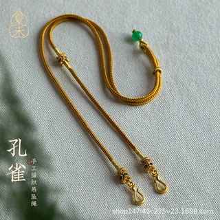 双耳项链绳子吊坠挂绳黄金如意锁包编绳项链黑绳沙金高端锁骨链绳