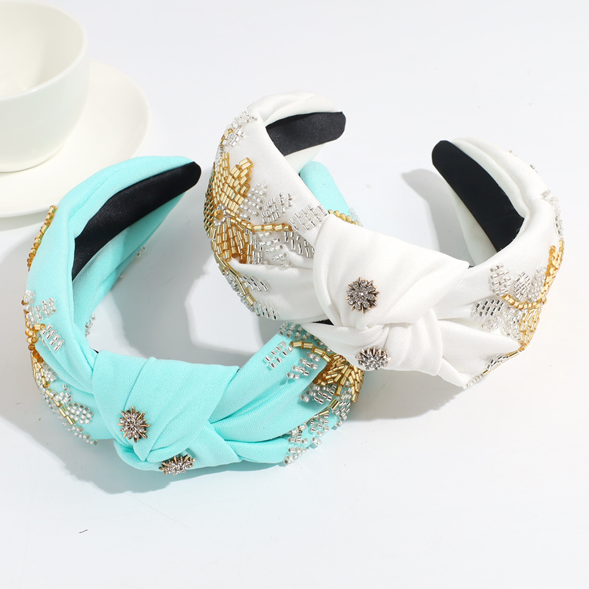 Women's Simple Style Classic Style Color Block Cloth Inlay Rhinestones Hair Band display picture 5