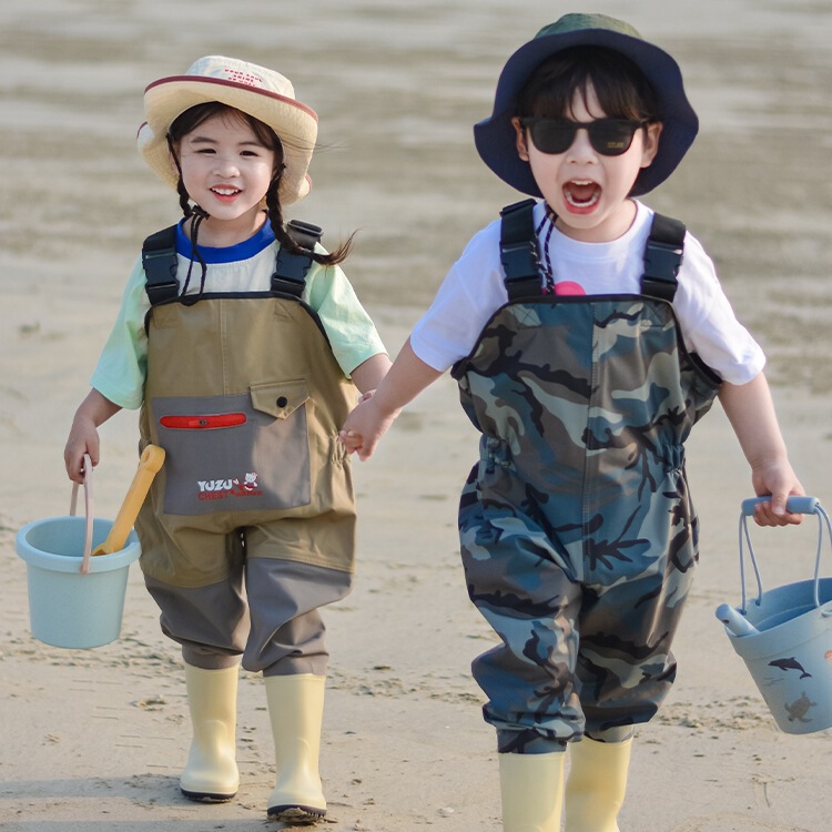 Children's Water Play Suit Wading Waterproof Pants Kindergarten Beach Fishing Bib One-Piece Rain Boots Water Pants