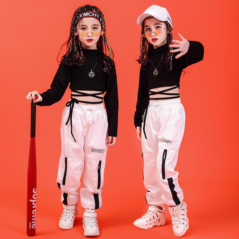 Children's Hip-Hop suit New Girls' Hip-Hop Jazz Dance Costume Girls Dance Korean Style Navel Show Costume Children's Hip-Hop suit New Girls' Hip-Hop Jazz Dance Costume Girls Dance Korean Style Navel Show Costume