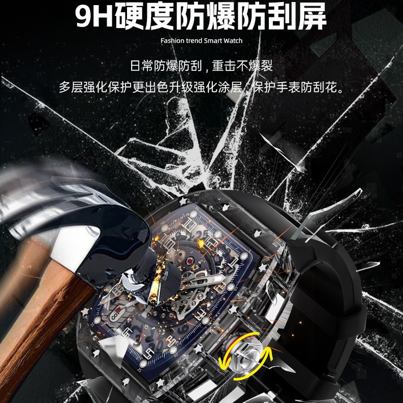 Reloj inteligente reloj deportivo pulsera inteligente en forma de barril transparente reloj inteligente tasa verdadera azúcar en la sangre nuevo Bluetooth