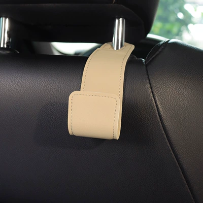 Car suede seat back hook, multifunctional rear storage hook, cute cartoon car interior hook (Car hanging) - beige-hook-without-decoration