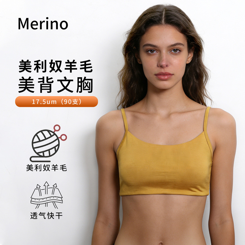 Merino Wool Sports Bra for Women, Outdoor Quick-Dry Bra, Merino Beauty Back Yoga Running Underwear H06