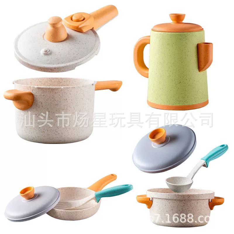 跨境儿童过家家厨房麦秆玩具套装宝宝餐具做饭煮饭迷你厨具配件