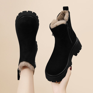 Women's Snow Boots 2025 New Autumn and Winter Stylish Versatile Short Non-Slip Fleece-Lined Thick Warm Cotton Shoes