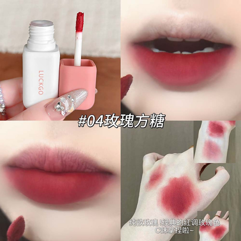 LUCKGO Candy Story Lippaste suave glutinoso terciopelo niebla mate diaria baja saturación maquillaje transfronterizo para estudiantes