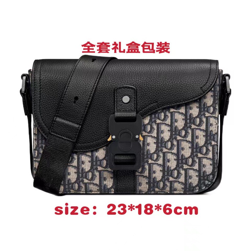 Spring and Summer New Men's Bag Saddle Bag Cowhide Postman Canvas Flip Bag European and American Fashion Business Shoulder Crossbody Bag