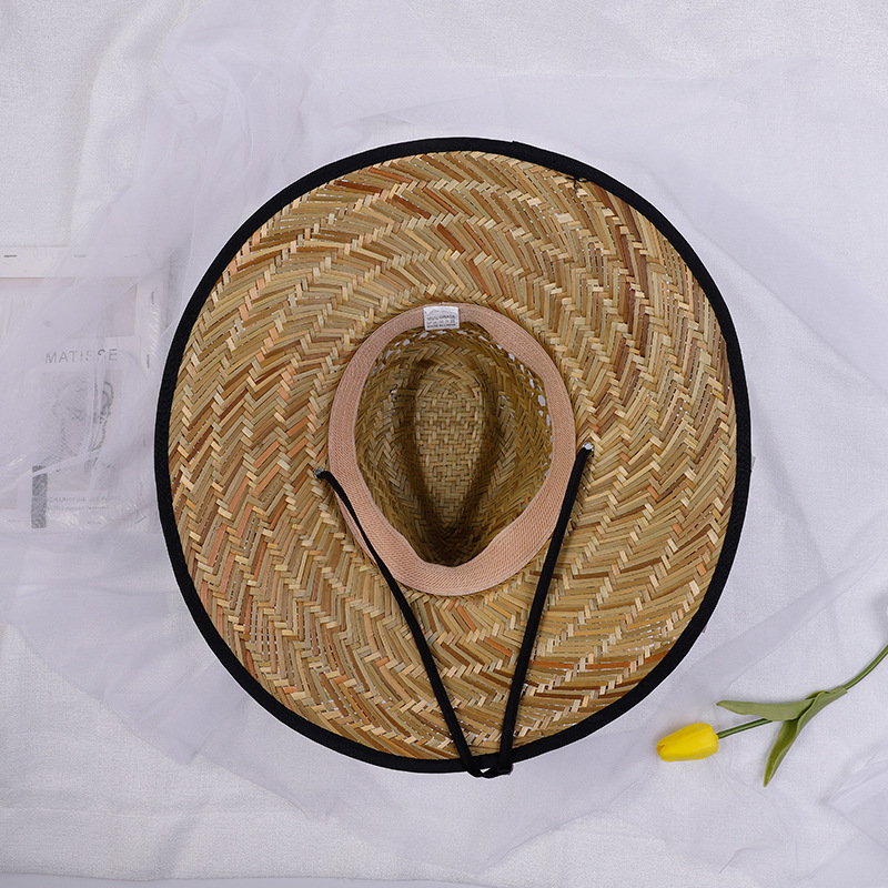 Sombrero de paja estilo jazz con diseño hueco, ideal para pesca y actividades al aire libre.