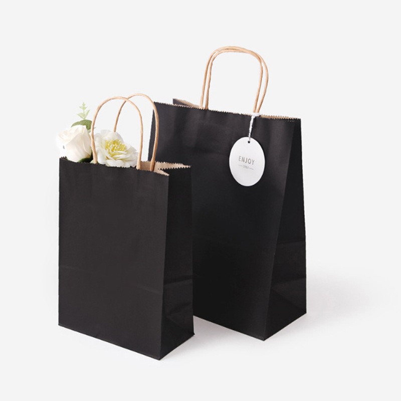 多规格黑色牛皮纸袋手提袋现货茶叶食品包装袋蜂蜜礼品袋10个/包