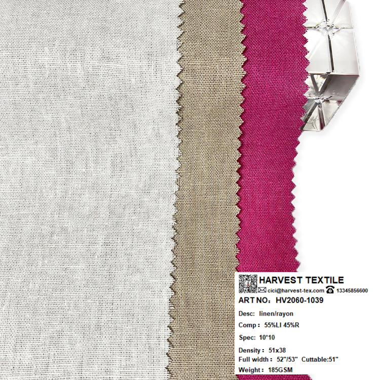 现货10支亚麻粘半漂染色印花麻布春夏衬衫裤子汗蒸服布料加厚