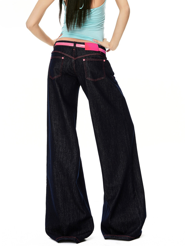 Aros Original Low-Waist Wide-Leg Jeans for Women, New Summer Style, American-Style Loose Fit Versatile Straight-Leg Pants