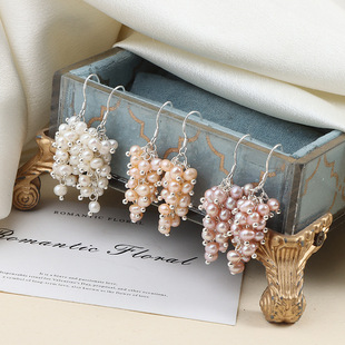 Natural Freshwater Pearl Earrings Grape Earrings for Women S925 Sterling Silver Earrings Manufacturer Bulk Goods Wholesale