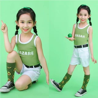 新款影楼个性儿童写真拍照摄影服牛油果绿套装摄影艺术形象照服装
