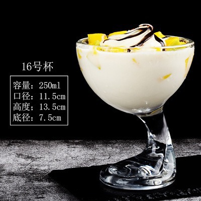 Tazón de yogur de vidrio Taza de postre de frutas Taza de helado Tazón de polvo de hielo Taza de desayuno creativa Taza de batido Taza de helado de bebida fría