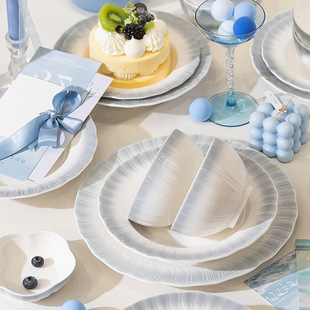 Housewarming Tableware and Dishes Set Household High-Looking Dishes Jingdezhen Bowls and Chopsticks Anti-Scalding High-Temperature Dishes and Chopsticks Complete