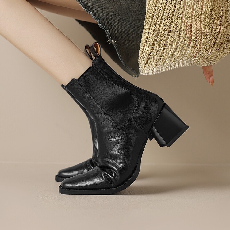 Soft Chunky Heel Chelsea Boots Sheepskin Square Toe Ankle Boots Women 2025 Autumn Shoes Genuine Leather Autumn and Winter Women's Boots Height-Increasing Ankle Boots Soft Chunky Heel Chelsea Boots Sheepskin Square Toe Ankle Boots Women 2025 Autumn Shoes Genuine Leather Autumn and Winter Women's Boots Height-Increasing Ankle Boots