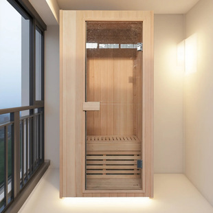 Indoor Home Single Sauna Room, Gym Relaxation Dry Steam Room, Canadian Iron Fir Traditional Dry Steam Sauna Room