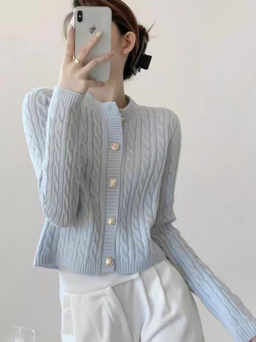 Cardigan de punto de torsión para mujeres primavera y otoño versátil coreano suave perezoso viento delgado suéter corto cardigan chaqueta para mujeres image 3