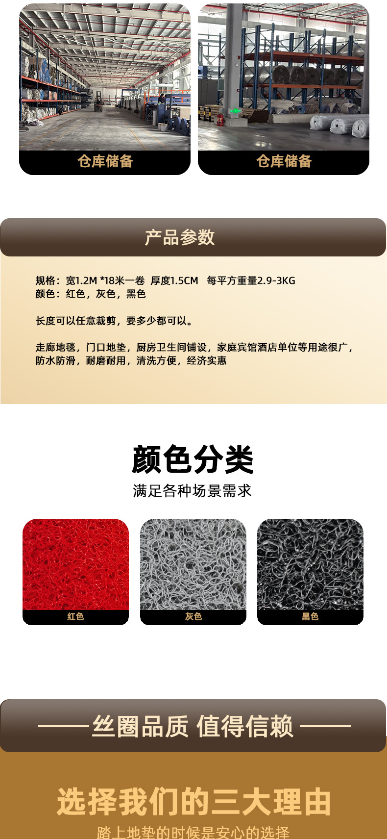 Manufacturer's Ready-Stock Thickened and Densely Woven Wire Loop Roll Material, Can Be Cut, Non-Slip, Waterproof, Automotive Pvc Floor Mat Commercial Roll Material
