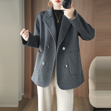 时尚女羊毛双面呢羊毛大衣女秋冬新款短款上衣小个子时尚洋气毛呢