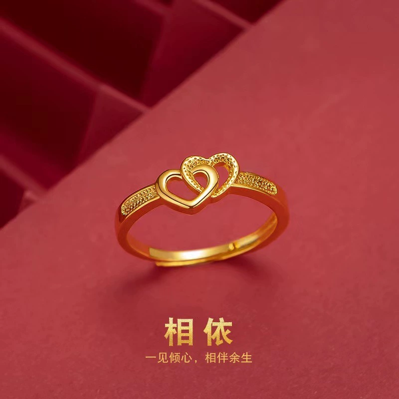 Латунное позолоченное двойное кольцо любви