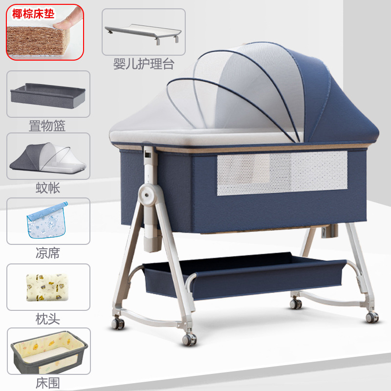Cuna móvil Cuna portátil Cuna para bebé Cama plegable multifuncional bb Cama grande de costura para niños recién nacidos