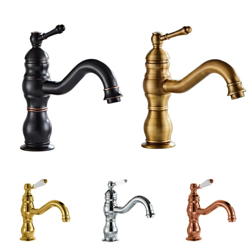 Cross-border antique black and ancient all-copper basin hot and cold faucet toilet bathroom wash basin counter basin faucet