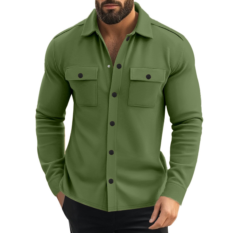 Chaqueta de hombre con forro polar, estilo europeo y americano, para otoño, con solapa, de un solo botón, resistente al desgaste, a prueba de viento, informal, de color liso.