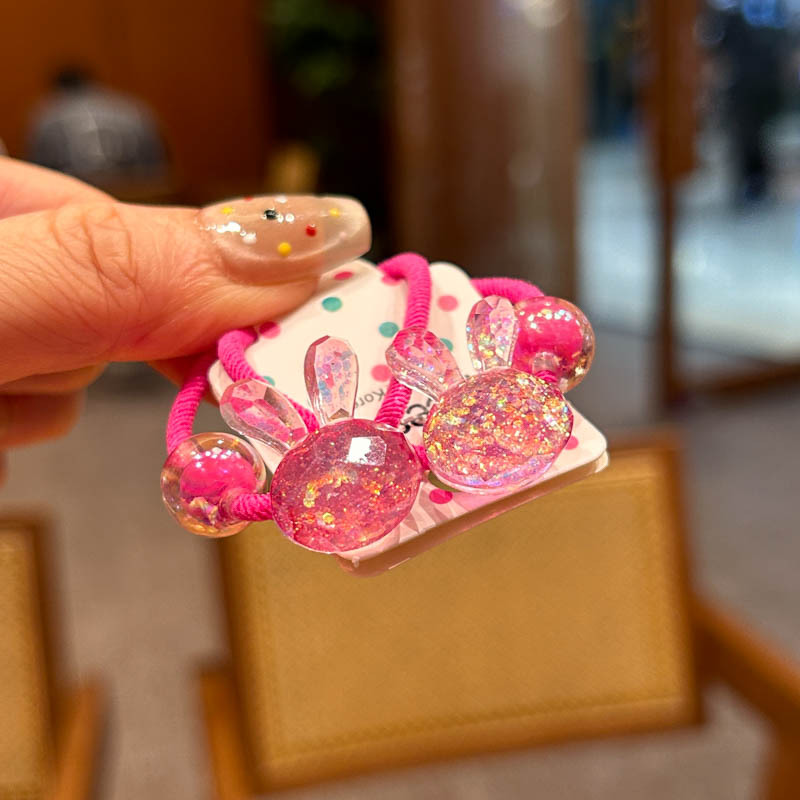 亮晶晶渐变七彩可爱小兔子皮筋儿童发饰小童扎头发兔头橡皮筋头花