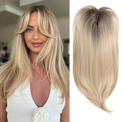 European and American false hair extensions for women, gradual color octagonal fringe, synthetic fiber, long curly hair for women, natural and breathable hair additions