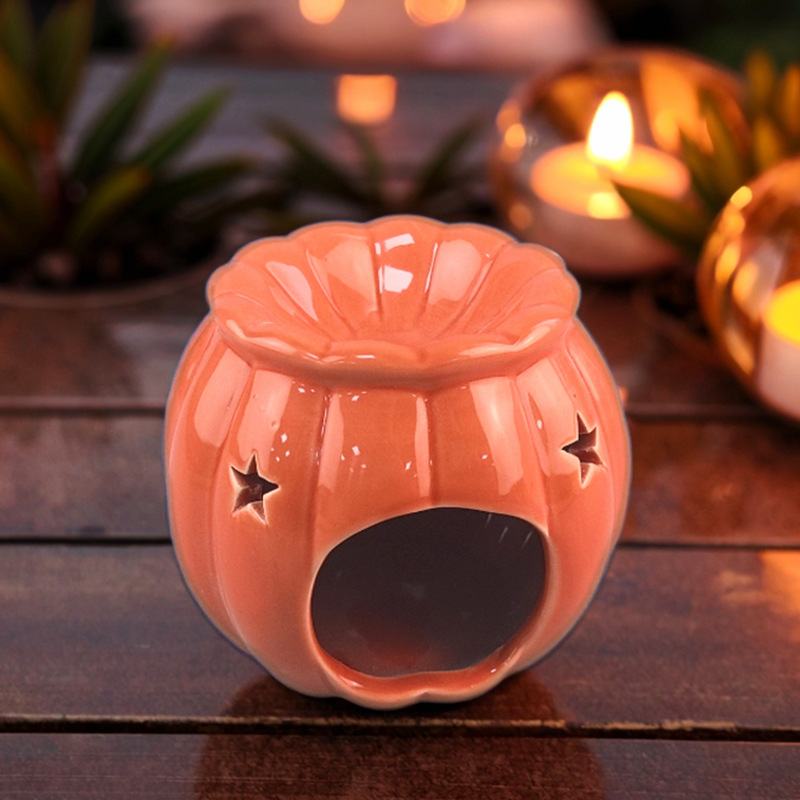 Quemador de incienso de cerámica con forma de calabaza para Halloween, hueco, para aromaterapia y aceites esenciales, decoración del hogar, venta al por mayor para fabricantes, calabaza de cerámica transfronteriza