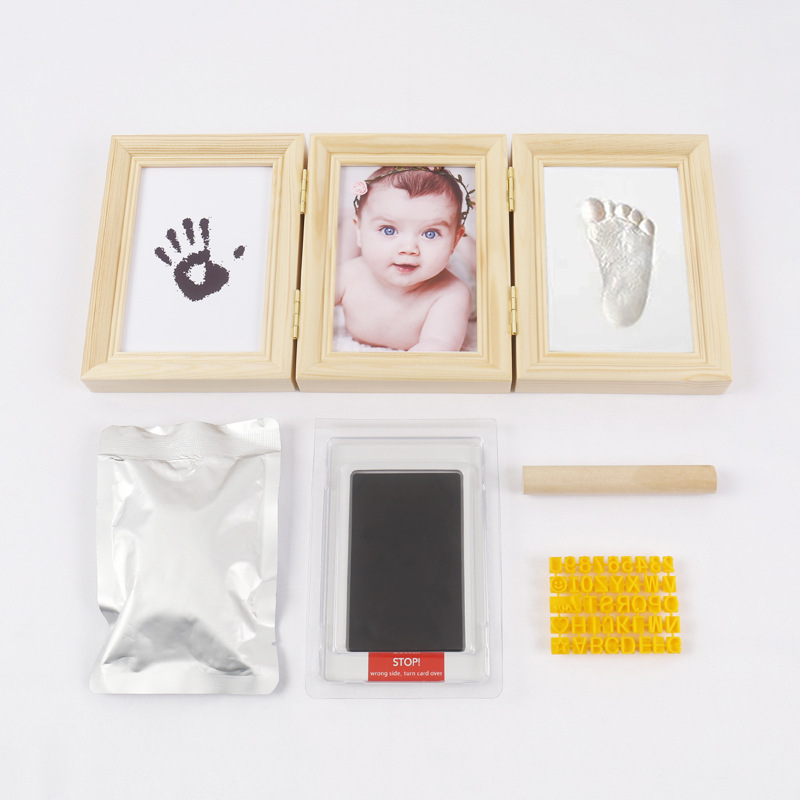 통나무 프레임 흰색 점토 + 검정색 노워시 잉크 패드 + 문자판 + 작은 나무 막대기