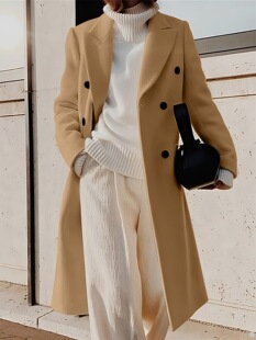 O 82001 Double Breasted Solid Color Coat ��ɫ�p�ſ۴���