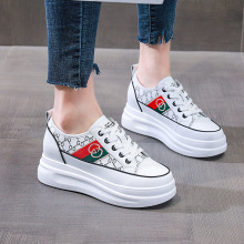 真皮6CM增高聚氨酯底小白鞋女2025年秋季新款女鞋子休闲百搭板鞋