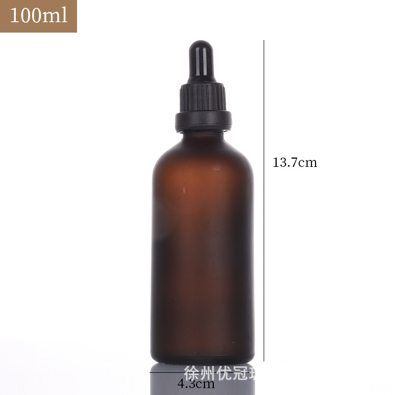 Botella de esencia cosmética portátil a prueba de luz marrón Botella de aceite esencial de vidrio esmerilado sellado cuentagotas