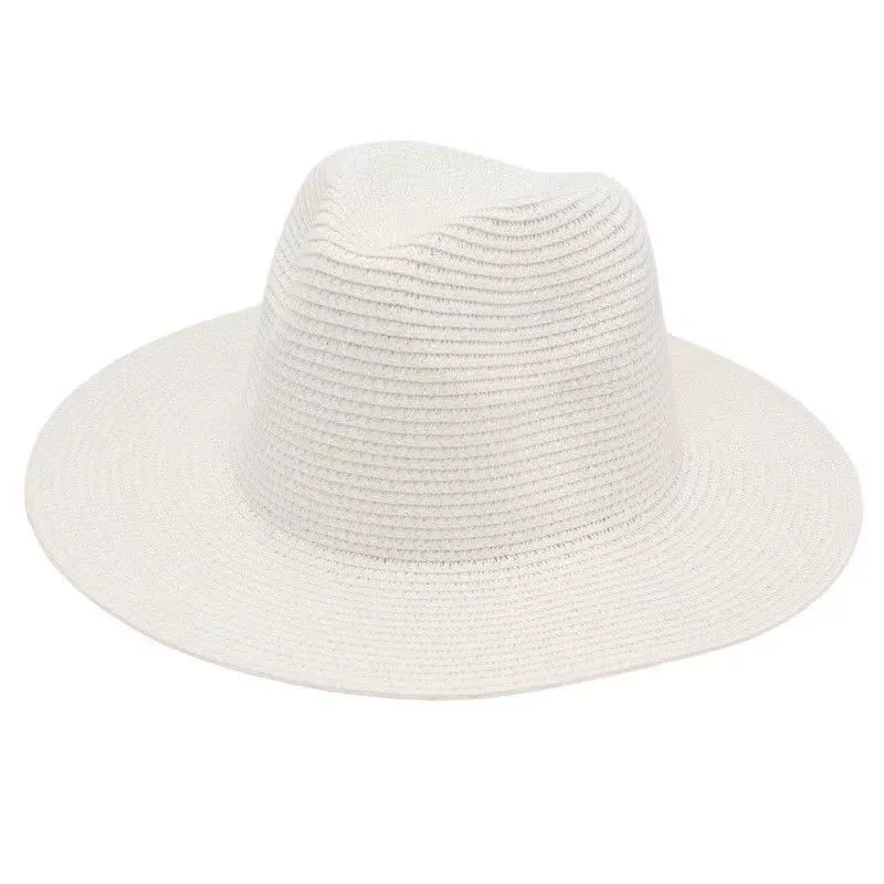 [跨境热卖纯色女士草帽巴拿马礼帽爵士帽沙滩防晒遮阳帽Wish Hats]