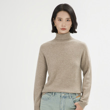 高领羊绒衫女秋冬宽松打底上衣软糯保暖加厚高翻领羊毛针织毛衣