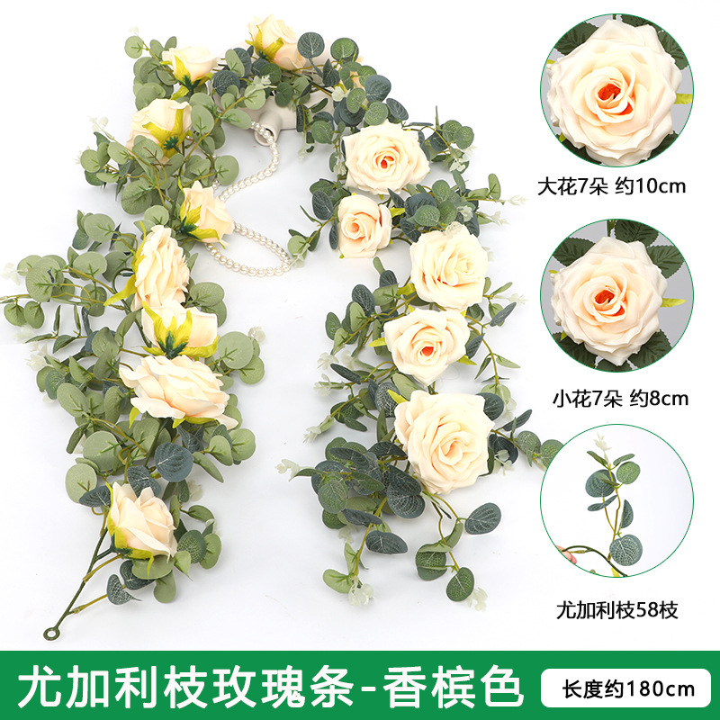Artificial planta de ratán de eucalipto hojas de vid flor sinuosa Vid ins boda de plástico colgando vid flor decorativa flor falsa